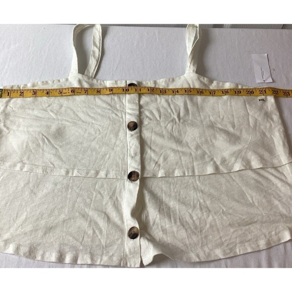 American Eagle Tank Top Women's Size XXL Color Cream Button Up Cropped Tank Top - Picture 4 of 5